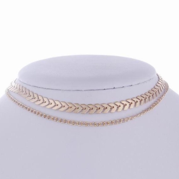Adjustable Double Layered Chevron Gold Choker SOLD - Picture 4 of 5